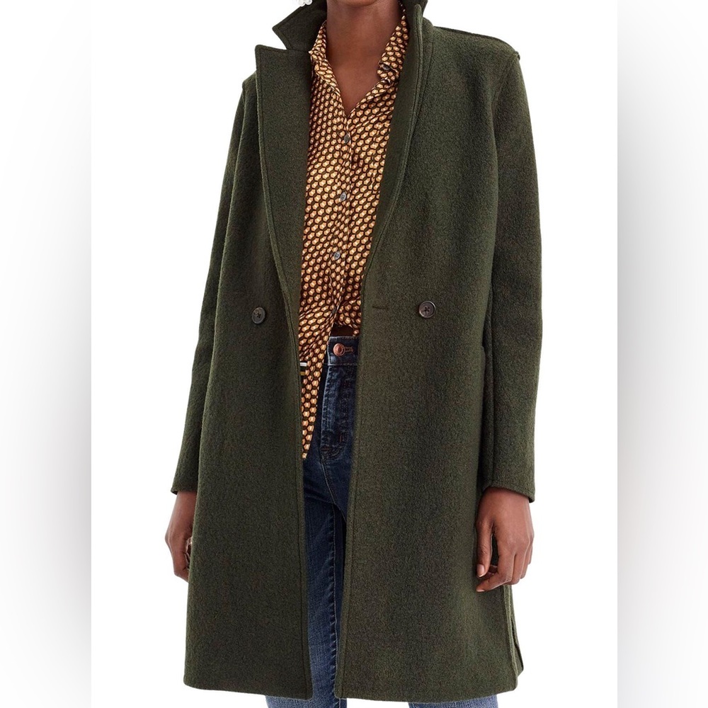 J Crew Daphne Boiled Wool Green Coat